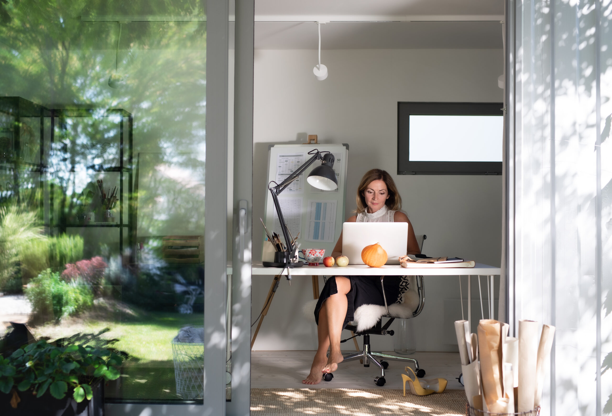 Women working in home office