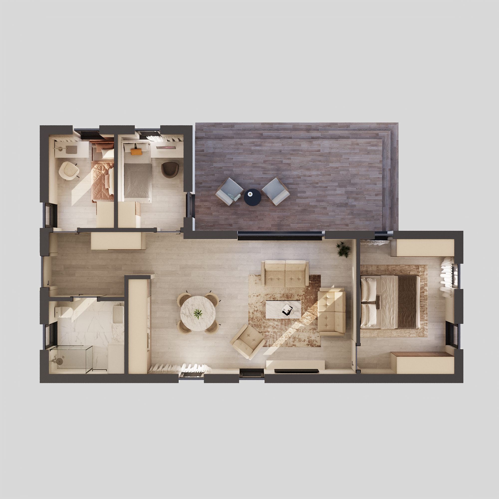 L-Shape M Layout Plan