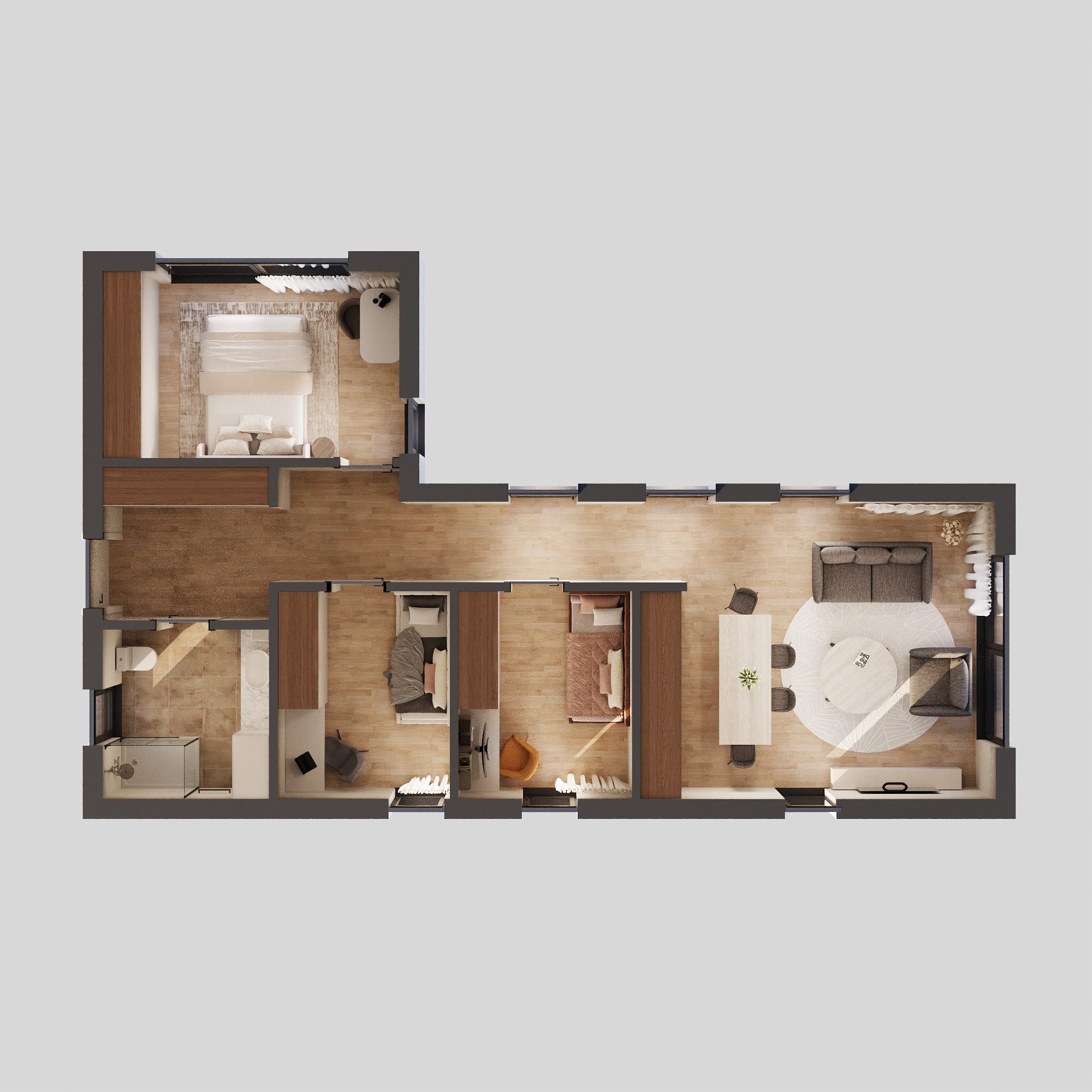 L-Shape modular home floor plan