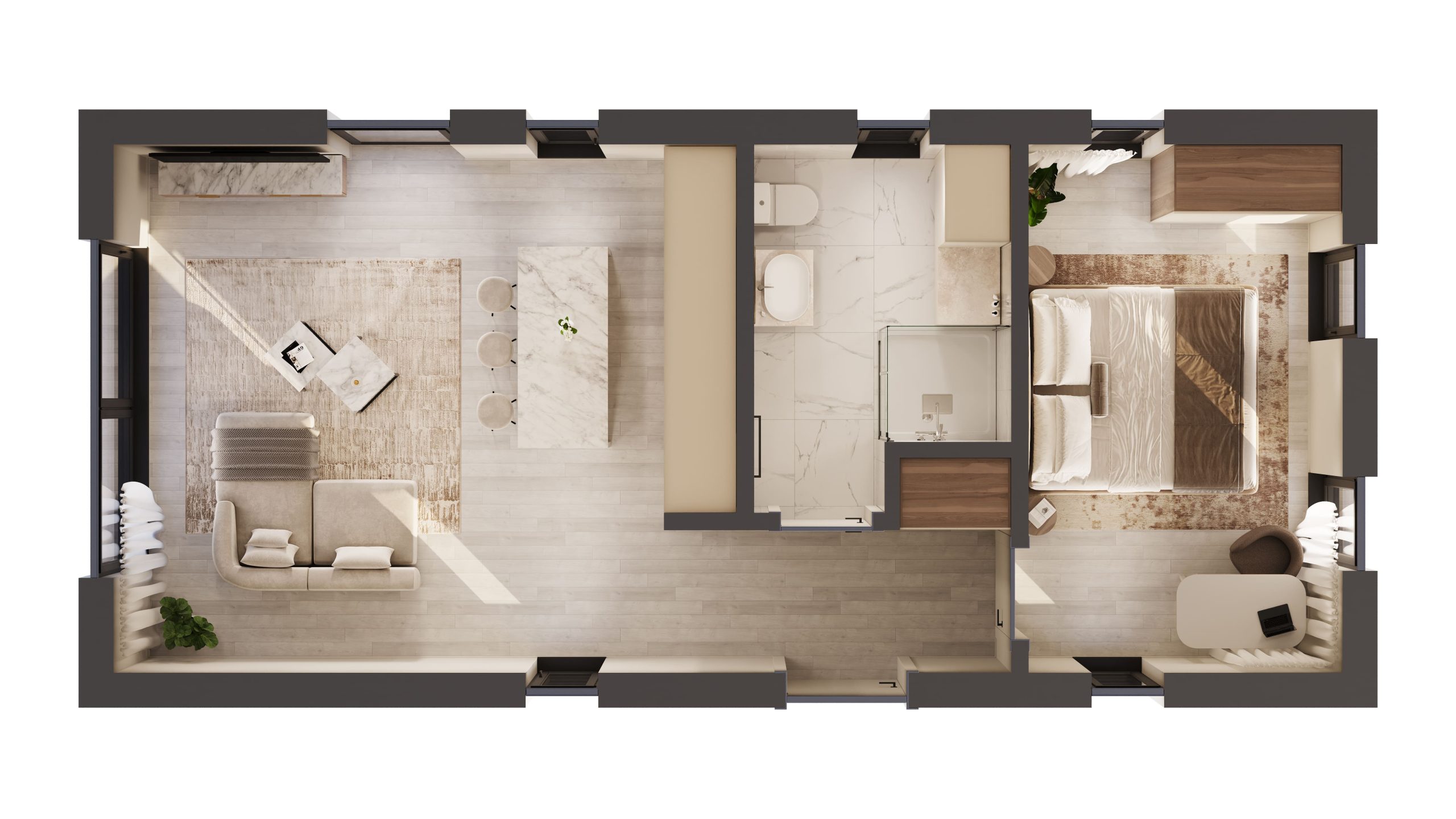R-Shape S Layout Plan