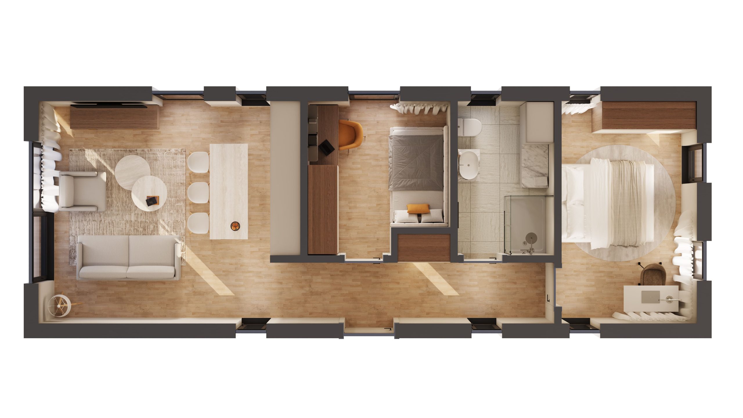 R-Shape M Layout Plan