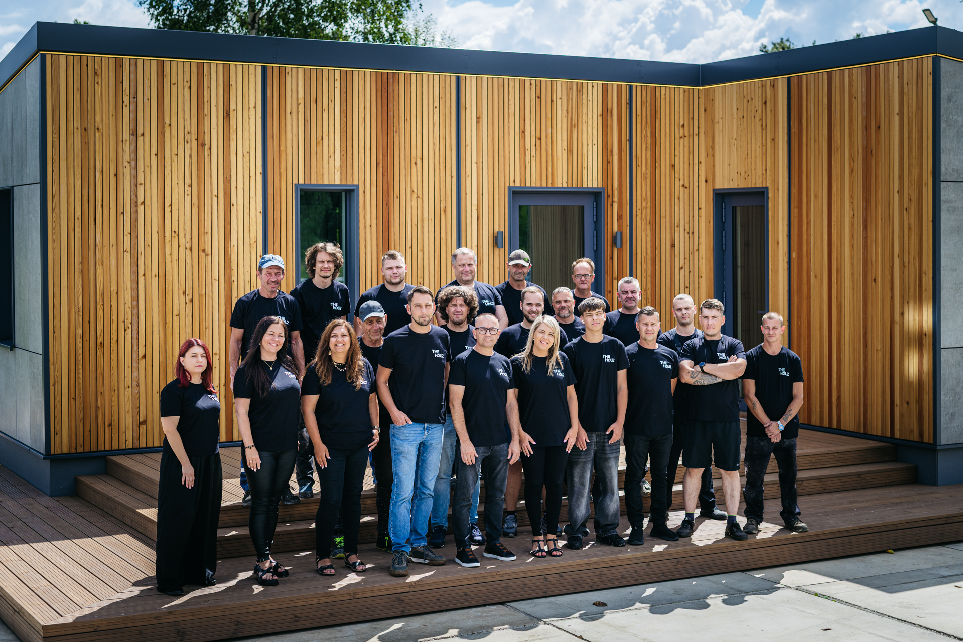 The TheHouz team at the factory