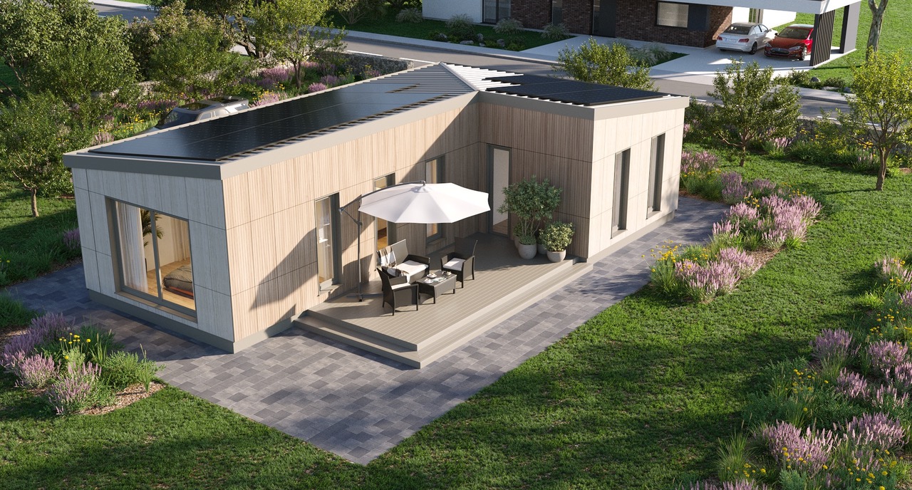 L-Shape modular home exterior